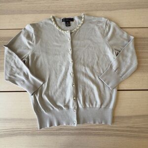 August Silk Light Gray Cardigan Sweater size S